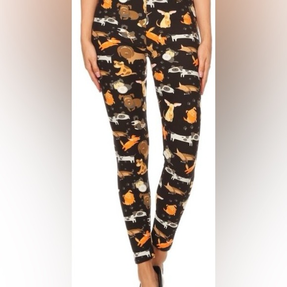 NWT 0/S (size 2-12) Butter soft colorful, puppy love , legging - Picture 1 of 3